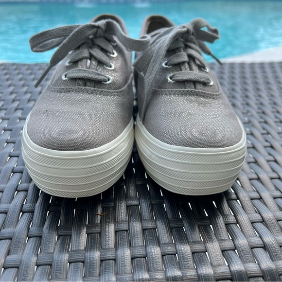 Keds Ortholite Metallic Gray Platform Canvas Shoes Women’s Size 5 - Picture 2 of 10